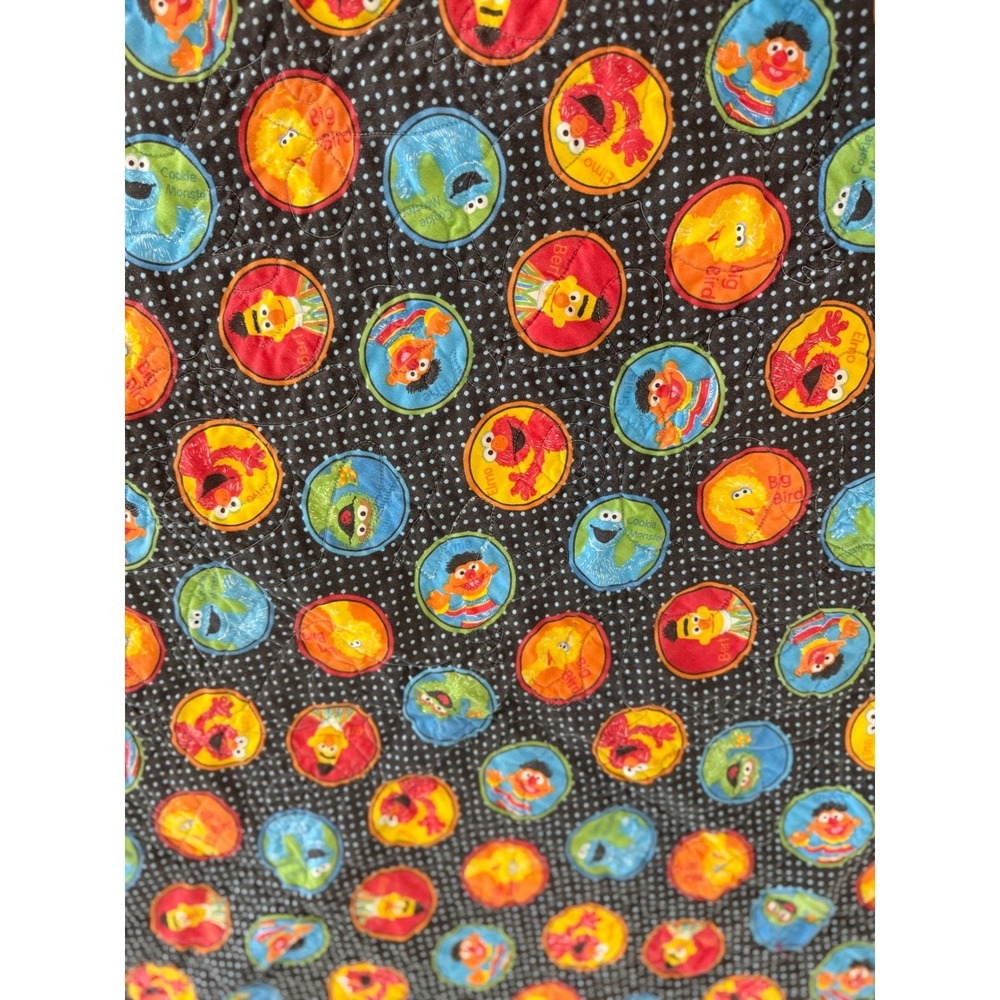 Vtg Style Sesame Street Elmo Quilt Reversible Jungle Animal Patchwork Blanket - Picture 1 of 8